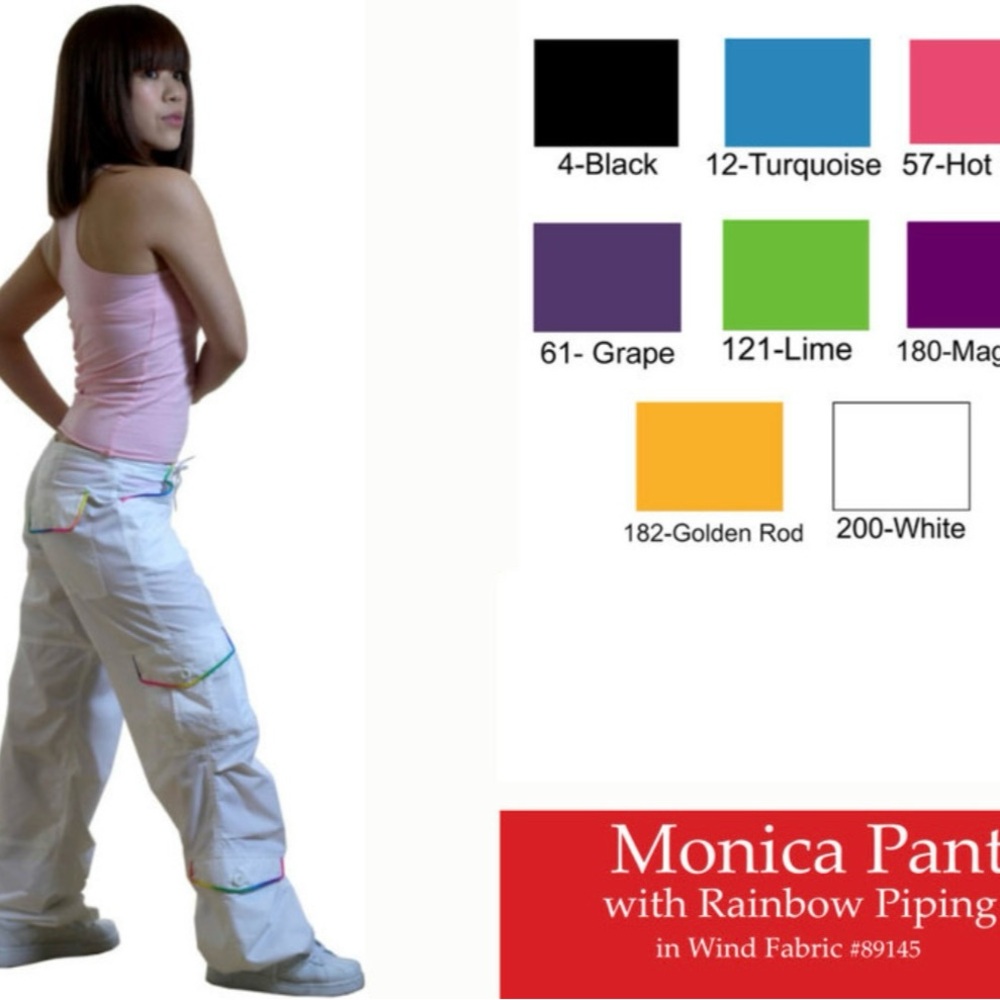UFO White Monica Pants with Rainbow Piping